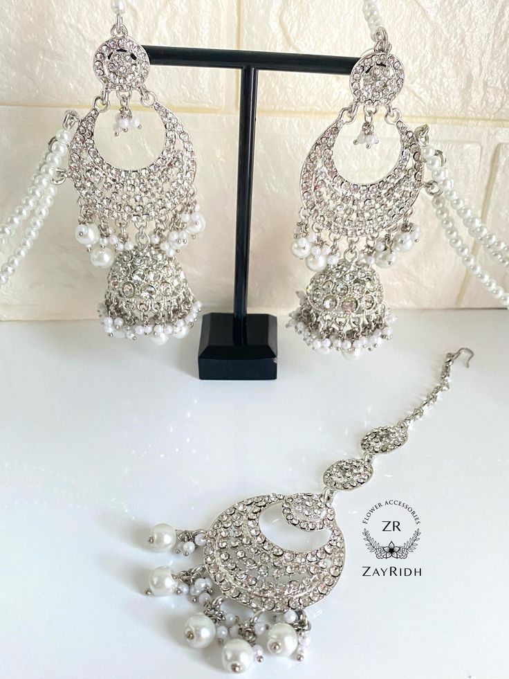 Silver Earrings & Tikka