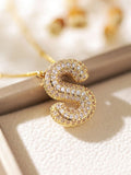 Pavé Bubble Letter Monogram Necklace