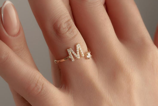 Plated Sparkling Initial Ring