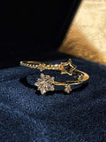Rhinestone Star Decor Cuff Ring
